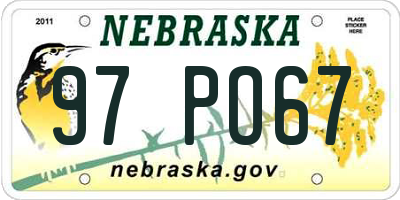 NE license plate 97PO67