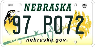 NE license plate 97PO72