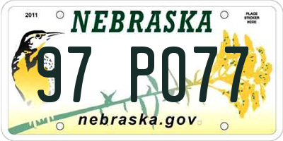 NE license plate 97PO77