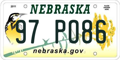NE license plate 97PO86