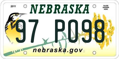 NE license plate 97PO98