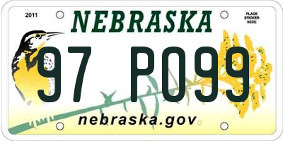 NE license plate 97PO99