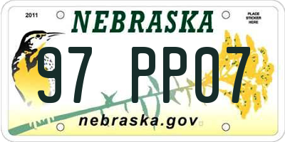 NE license plate 97PP07