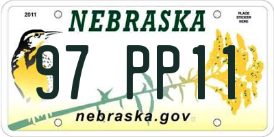 NE license plate 97PP11