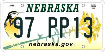 NE license plate 97PP13