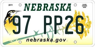 NE license plate 97PP26