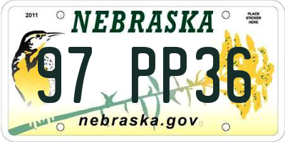 NE license plate 97PP36
