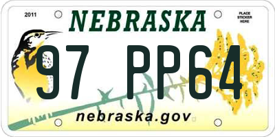 NE license plate 97PP64