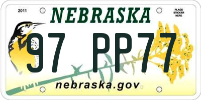 NE license plate 97PP77