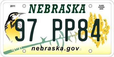 NE license plate 97PP84