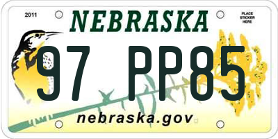 NE license plate 97PP85