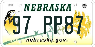 NE license plate 97PP87