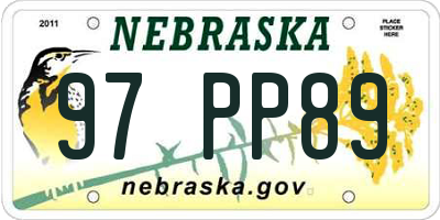 NE license plate 97PP89