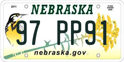 NE license plate 97PP91