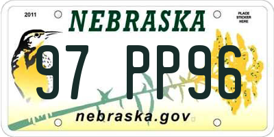 NE license plate 97PP96