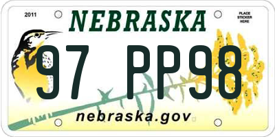 NE license plate 97PP98
