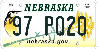 NE license plate 97PQ20