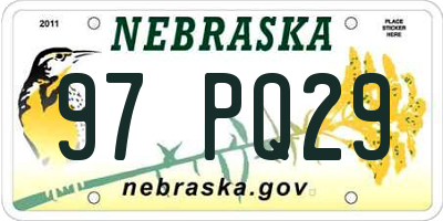 NE license plate 97PQ29