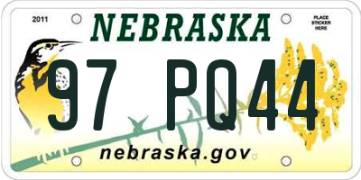 NE license plate 97PQ44