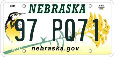 NE license plate 97PQ71