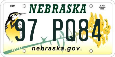 NE license plate 97PQ84