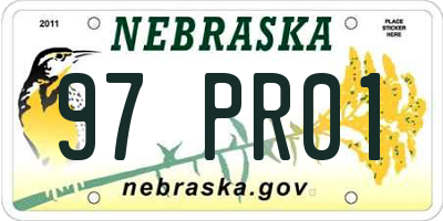 NE license plate 97PR01