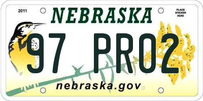 NE license plate 97PR02