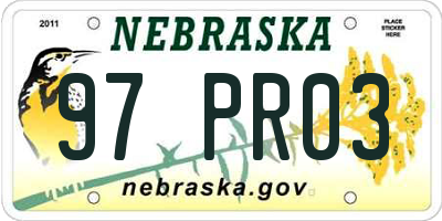 NE license plate 97PR03
