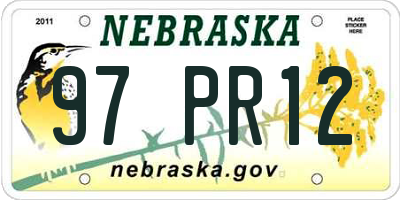 NE license plate 97PR12