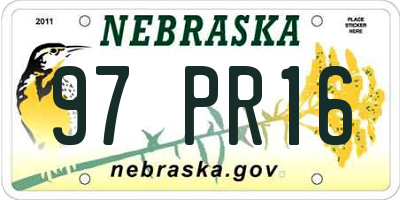 NE license plate 97PR16