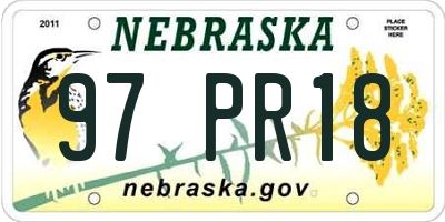 NE license plate 97PR18