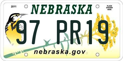 NE license plate 97PR19