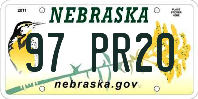 NE license plate 97PR20