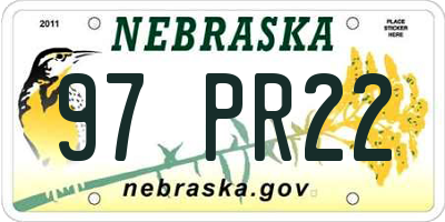 NE license plate 97PR22