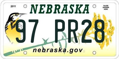 NE license plate 97PR28