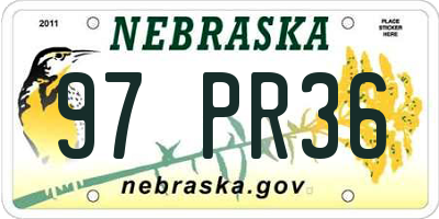 NE license plate 97PR36