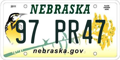 NE license plate 97PR47