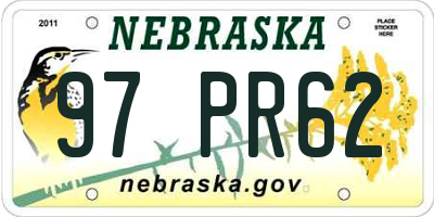 NE license plate 97PR62