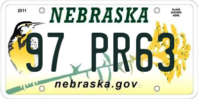 NE license plate 97PR63