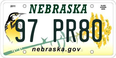 NE license plate 97PR80