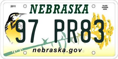 NE license plate 97PR83