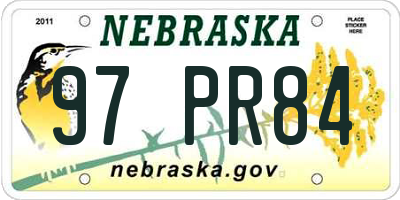 NE license plate 97PR84