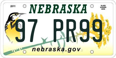 NE license plate 97PR99