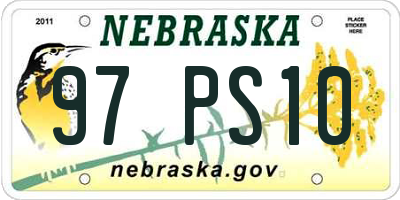 NE license plate 97PS10