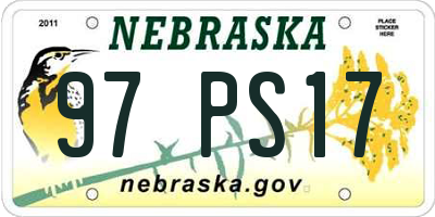 NE license plate 97PS17