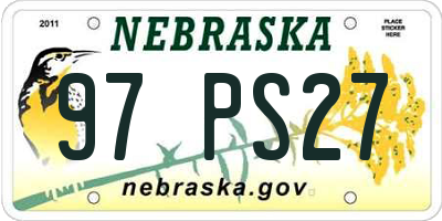 NE license plate 97PS27