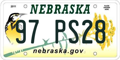 NE license plate 97PS28