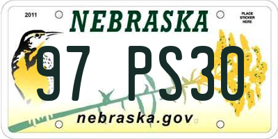 NE license plate 97PS30