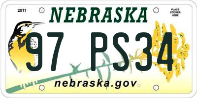NE license plate 97PS34