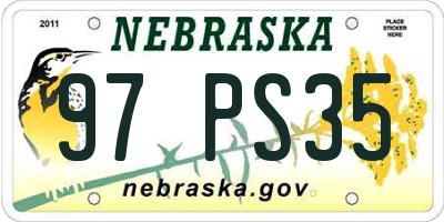 NE license plate 97PS35